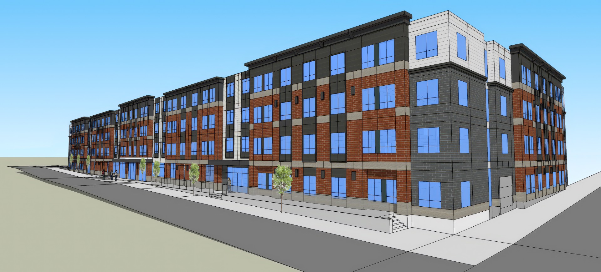 The Apartments at Pearl & Orange building rendering.